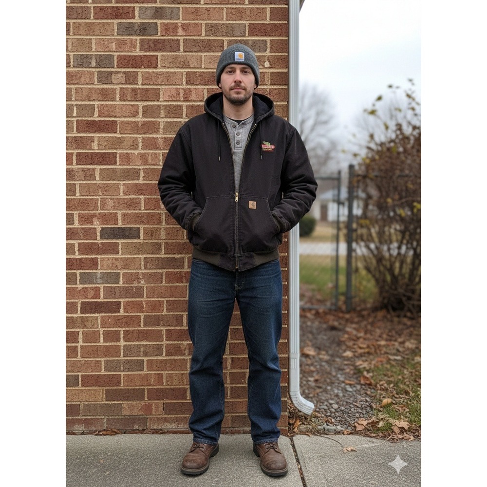 Carhartt Workwear y2k Jacket Full Zip Hooded DEKALB Logo Brown Men's XLarge